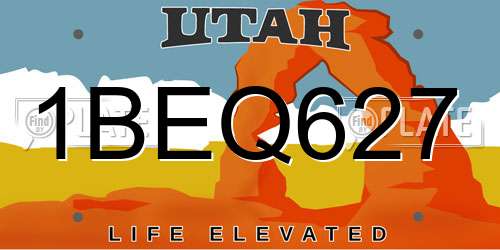 1BEQ627 Utah License Plate