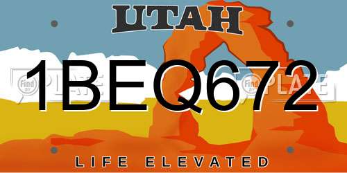 1BEQ672 Utah License Plate