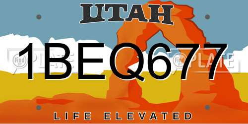 1BEQ677 Utah License Plate
