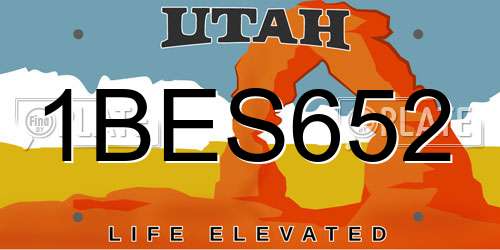1BES652 Utah License Plate
