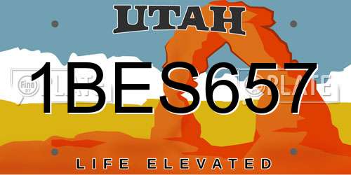 1BES657 Utah License Plate