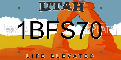 1BFS70 Utah License Plate