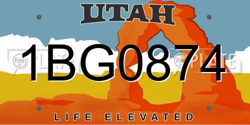 1BG0874 Utah License Plate