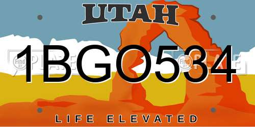 1BGO534 Utah License Plate