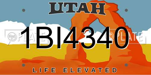 1BI4340 Utah License Plate