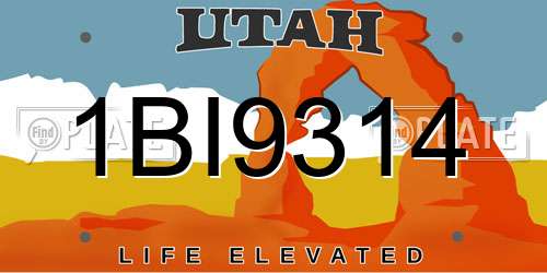1BI9314 Utah License Plate
