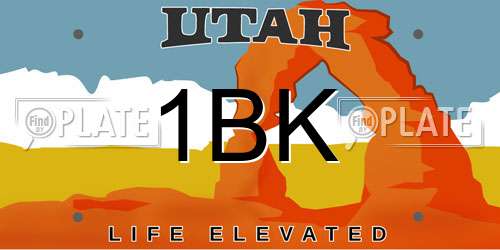 1BK Utah License Plate