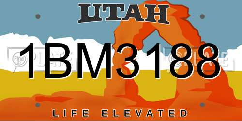 1BM3188 Utah License Plate