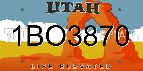 1BO3870 Utah License Plate