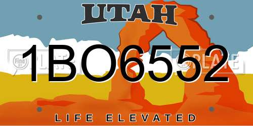 1BO6552 Utah License Plate