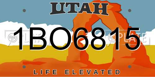 1BO6815 Utah License Plate