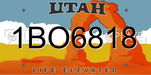 1BO6818 Utah License Plate