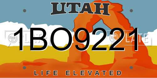 1BO9221 Utah License Plate