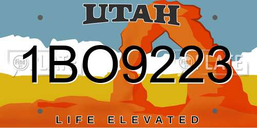 1BO9223 Utah License Plate
