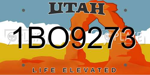 1BO9273 Utah License Plate
