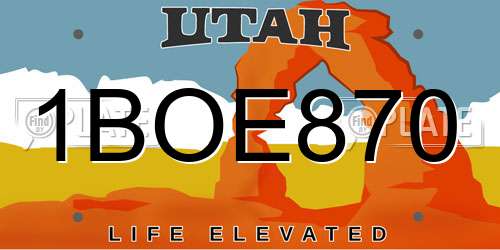 1BOE870 Utah License Plate