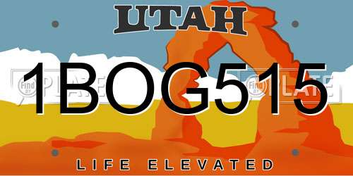 1BOG515 Utah License Plate
