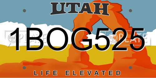1BOG525 Utah License Plate