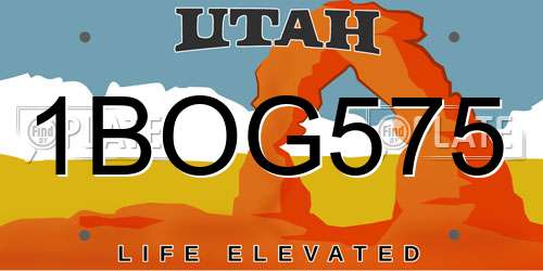 1BOG575 Utah License Plate