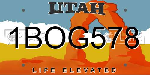 1BOG578 Utah License Plate