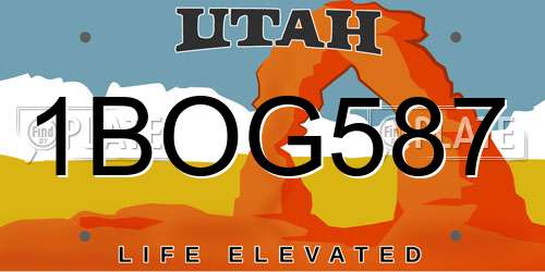 1BOG587 Utah License Plate