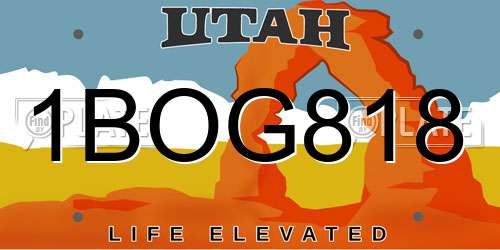 1BOG818 Utah License Plate