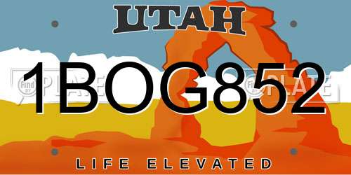 1BOG852 Utah License Plate