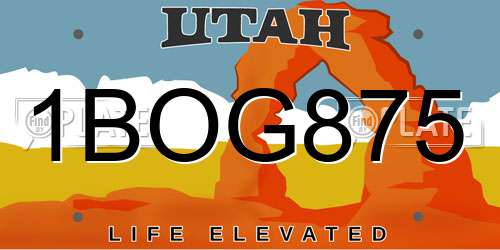 1BOG875 Utah License Plate