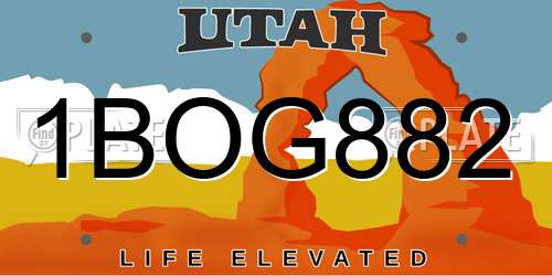 1BOG882 Utah License Plate