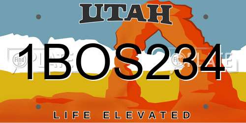 1BOS234 Utah License Plate