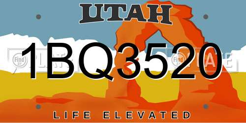 1BQ3520 Utah License Plate