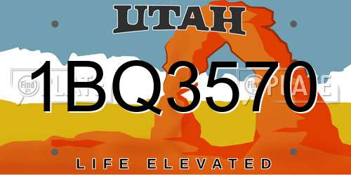 1BQ3570 Utah License Plate