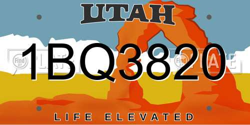 1BQ3820 Utah License Plate