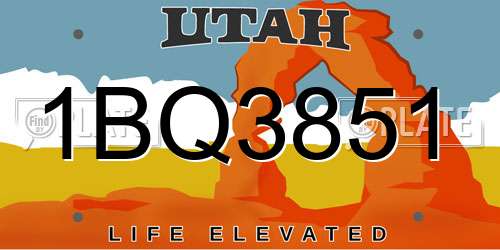 1BQ3851 Utah License Plate