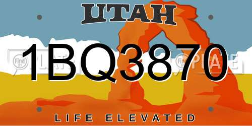 1BQ3870 Utah License Plate