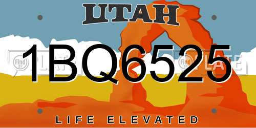 1BQ6525 Utah License Plate