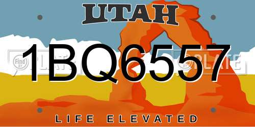 1BQ6557 Utah License Plate