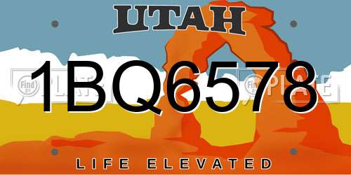 1BQ6578 Utah License Plate