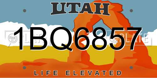 1BQ6857 Utah License Plate
