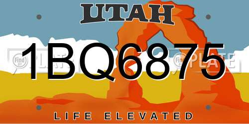 1BQ6875 Utah License Plate