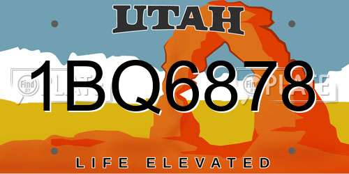 1BQ6878 Utah License Plate