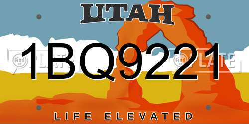 1BQ9221 Utah License Plate