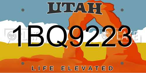 1BQ9223 Utah License Plate