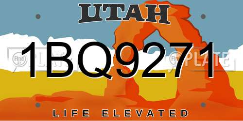 1BQ9271 Utah License Plate