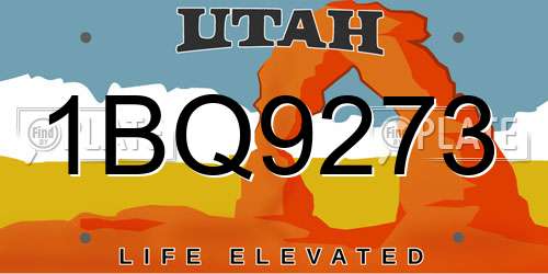 1BQ9273 Utah License Plate