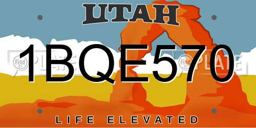1BQE570 Utah License Plate