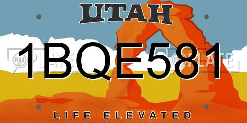 1BQE581 Utah License Plate