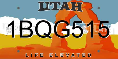 1BQG515 Utah License Plate