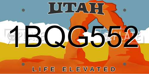 1BQG552 Utah License Plate