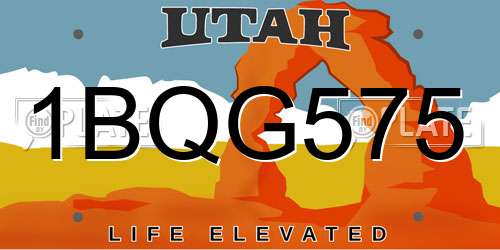 1BQG575 Utah License Plate